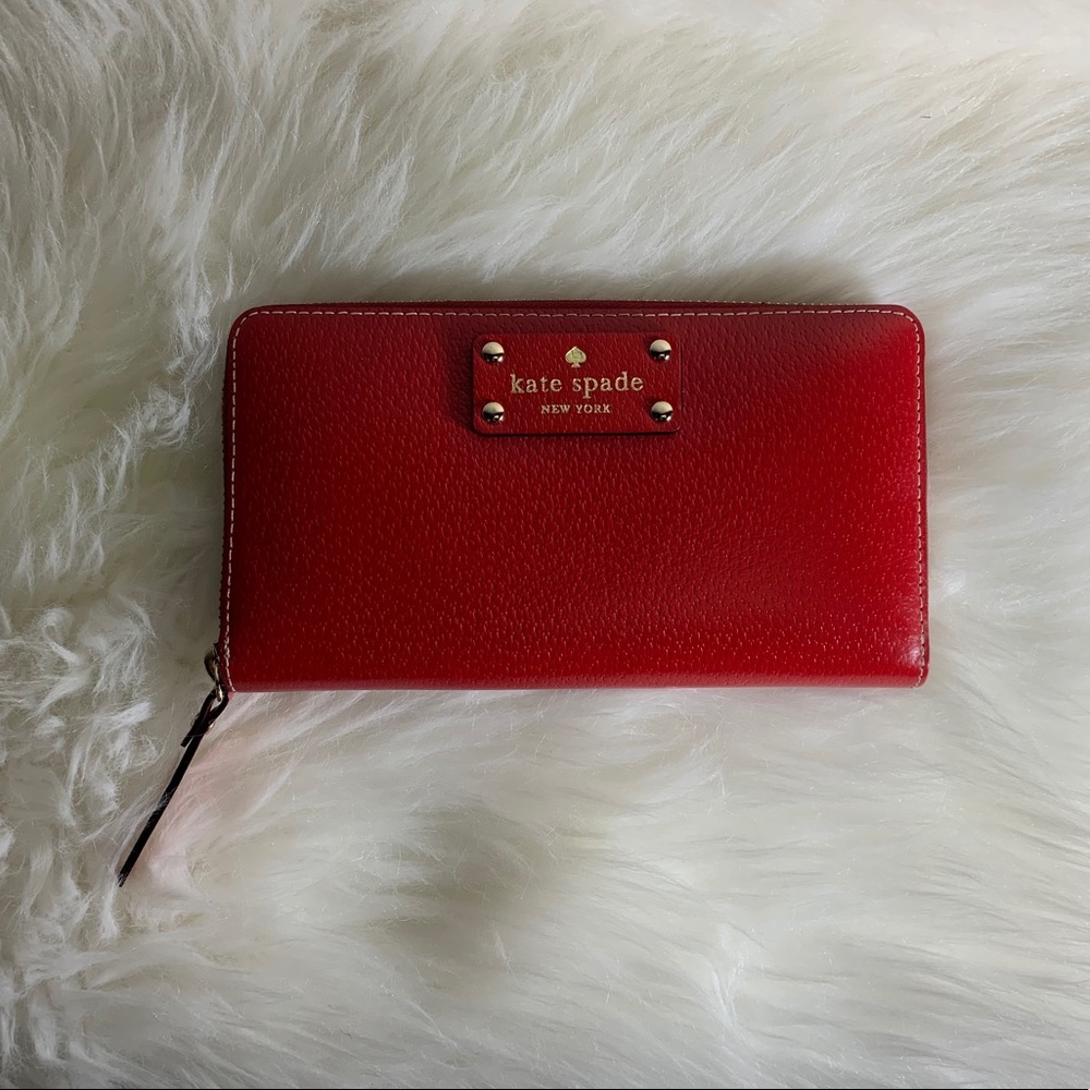 Kate Spade Zip Around Leather Wallet Red